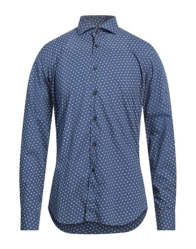XACUS Patterned shirt Slate blue 100% Cotton