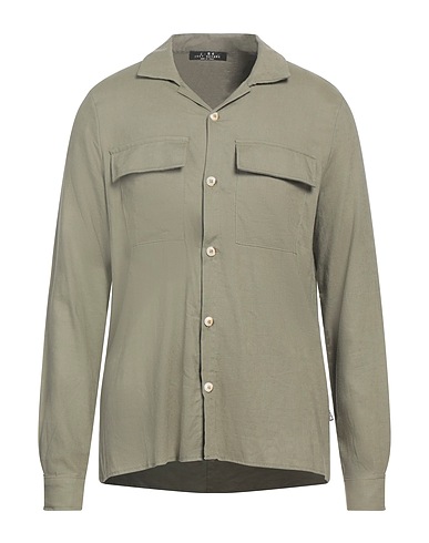 J·B4 JUST BEFORE Camicia in lino Verde militare 60% Lino, 40% Viscosa