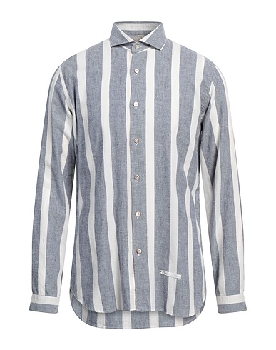 DNL Striped shirt Slate blue 80% Cotton, 20% Linen, Polyamide