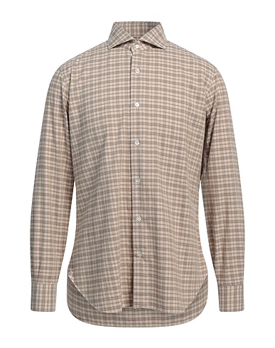 BARBA Napoli Camicia a quadri CULTO Beige 80% Cotone, 20% Lana