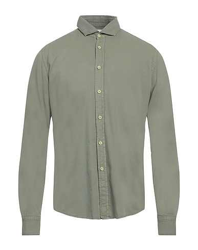 PORTOFIORI Camisa lisa Verde militar 100% Algodón