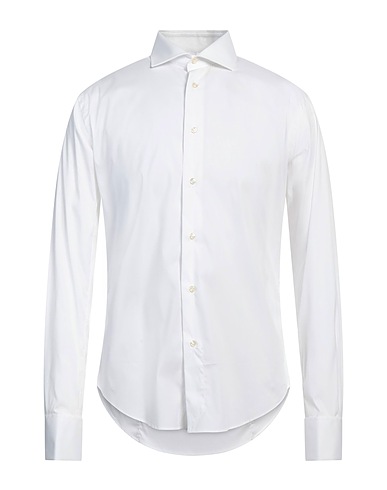 BRIAN DALES Solid colour shirt White 80% Cotton, 15% Polyamide, 5% Elastane