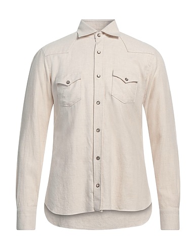 BARBA Napoli Solid colour shirt DANDY LIFE Beige 100% Cotton