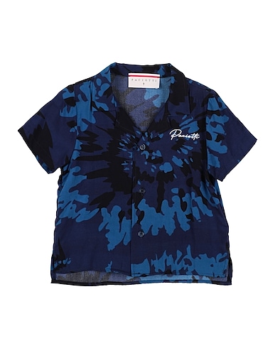 PACIOTTI Patterned shirt Navy blue 97% Viscose, 3% Elastane