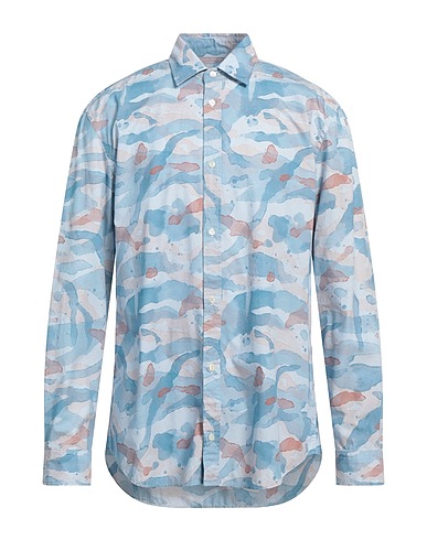 DONDUP Patterned shirt Light blue 100% Cotton