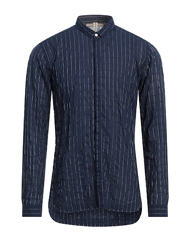 DNL Striped shirt Midnight blue 99% Cotton, 1% Polyurethane, Polyamide