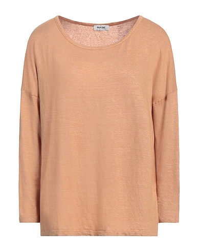 BASE MILANO Basic T-Shirt Camel 95% Linen, 5% Elastane