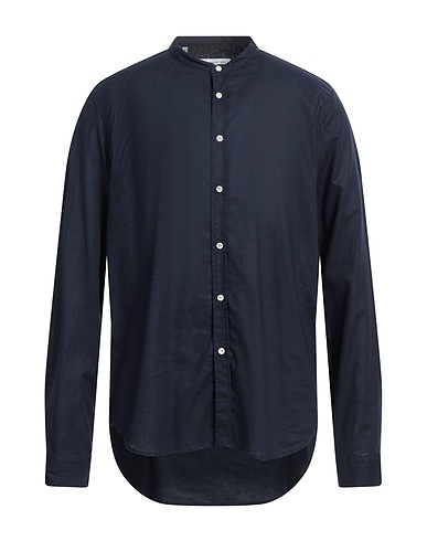 MANUEL RITZ Linen shirt Midnight blue 55% Linen, 45% Cotton