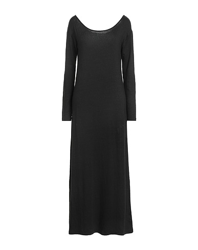 BASE MILANO Vestido midi Negro 95% Lino, 5% Elastán