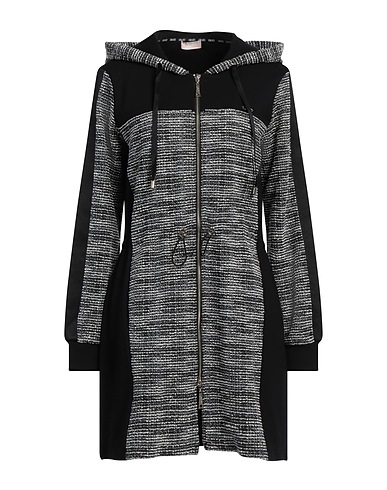 LIU •JO Hooded track jacket  Black 78% Polyester, 18% Cotton, 2% Viscose, 1% Elastane, 1% Metallic fiber