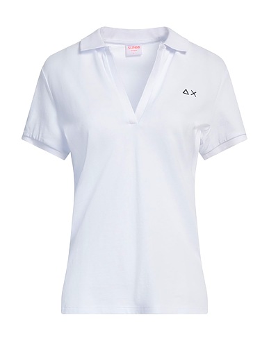 SUN 68 Polo shirt White 95% Cotton, 5% Elastane