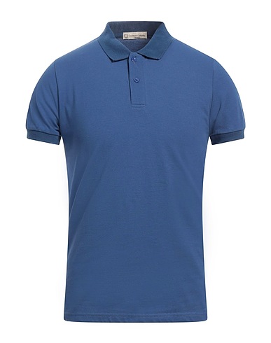 CASHMERE COMPANY Polo shirt Blue 97% Cotton, 3% Elastane