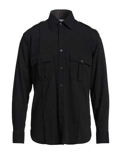 DUNHILL Solid color shirt Black 100% Wool, Viscose