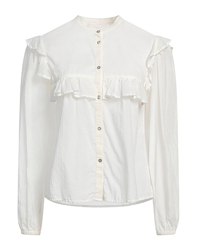 MERCI ITALIA Solid color shirts & blouses White 100% Viscose