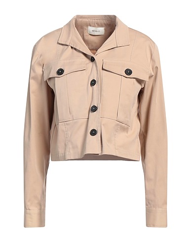 VICOLO Solid colour shirts & blouses Beige 97% Cotton, 3% Elastane