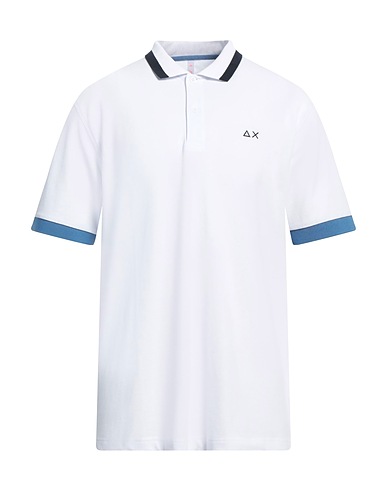 SUN 68 Polo shirt White 95% Cotton, 5% Elastane