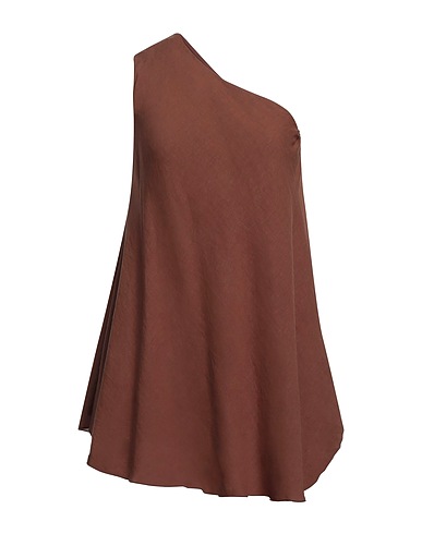 ALESSIO BARDELLE One-shoulder top Brown 60% Viscose, 40% Linen