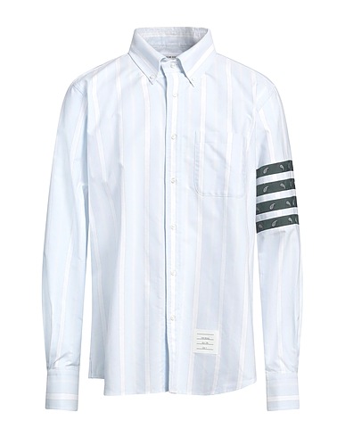 THOM BROWNE Camicia a righe Celeste 100% Cotone, Seta