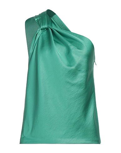 KRIZIA One-shoulder top Green 65% Triacetate, 35% Polyester