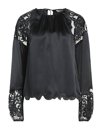 ULLA JOHNSON Silk top Black 100% Silk, Polyester