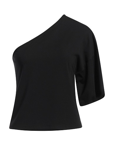 CARACTÈRE One-shoulder top Black 55% Viscose, 40% Polyamide, 5% Elastane