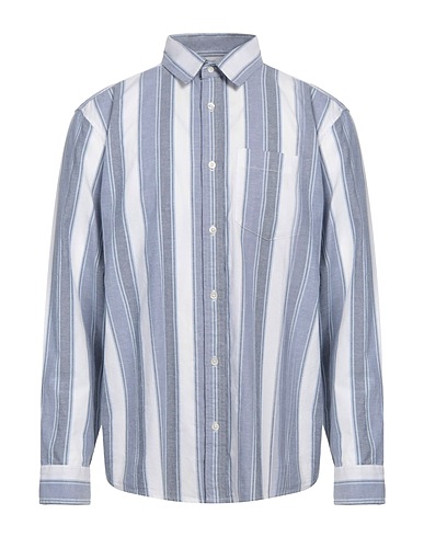CARHARTT Striped shirt Azure 86% Cotton, 14% Linen