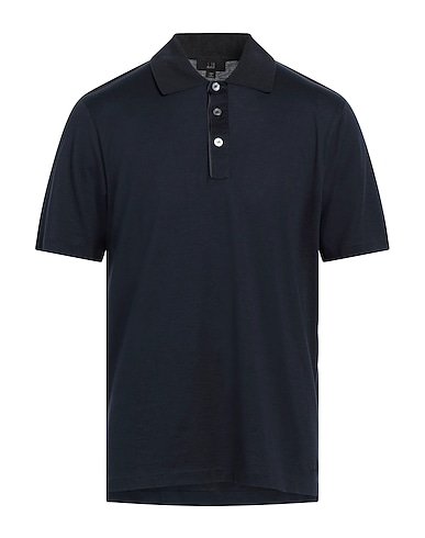 DUNHILL Polo shirt BLU NOTTE 70% Cotton, 30% Mulberry silk