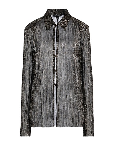 SABINA MUSÁYEV Solid color shirts & blouses Black 50% Polyester, 50% Metallic fiber