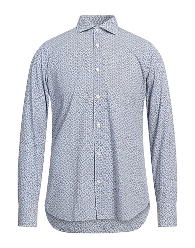 CALIBAN 820 Hemd mit Muster Azurblau 100% Baumwolle