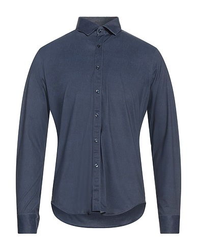 AT.P.CO Solid colour shirt Blue 91% Polyester, 9% Elastane