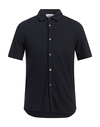 ALPHA STUDIO Solid colour shirt Midnight blue 98% Cotton, 2% Elastane