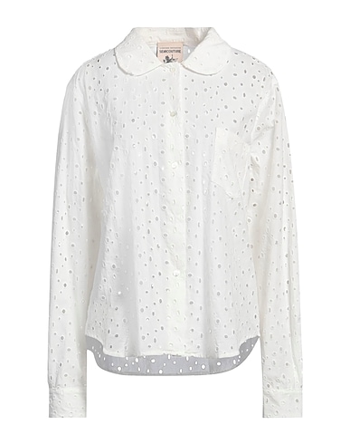 SEMICOUTURE Lace shirts & blouses White 96% Cotton, 4% Polyester