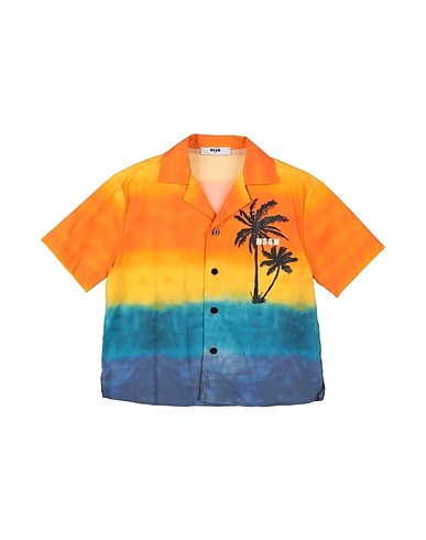 MSGM Patterned shirt KIDS Orange 97% Cotton, 3% Elastane