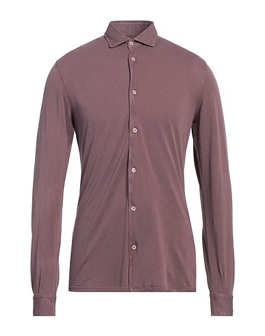 FEDELI Camicia tinta unita Malva 100% Cotone