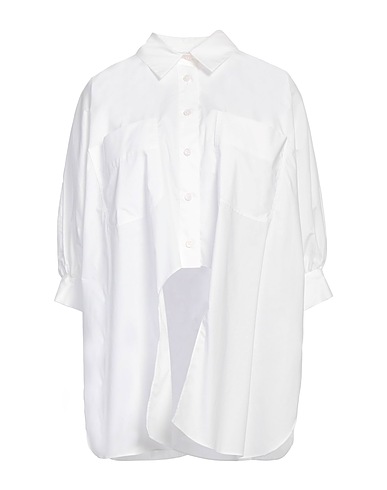 MEIMEIJ Solid color shirts & blouses BIANCO 100% Cotton