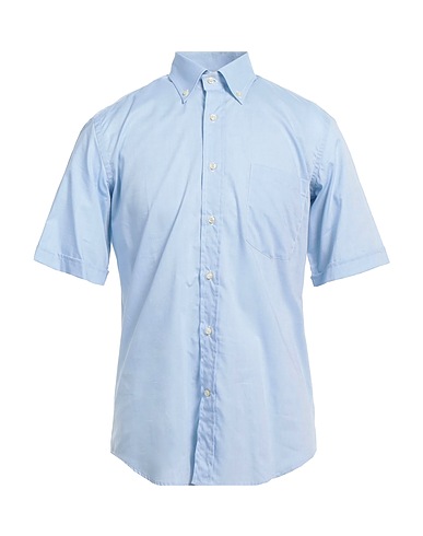 C. DE FRANCESCHI Solid colour shirt Sky blue 100% Cotton