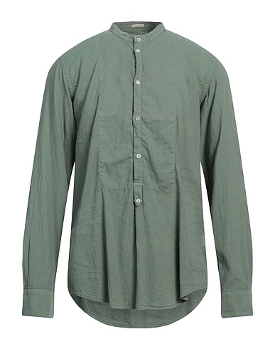 MASSIMO ALBA Linen shirt Sage green 55% Linen, 45% Cotton