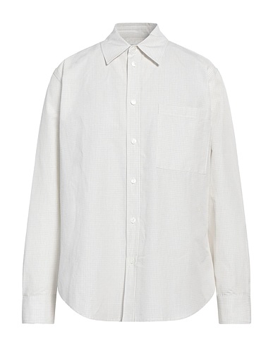 BOTTEGA VENETA Checked shirt Off white 72% Cotton, 28% Linen, Polyester
