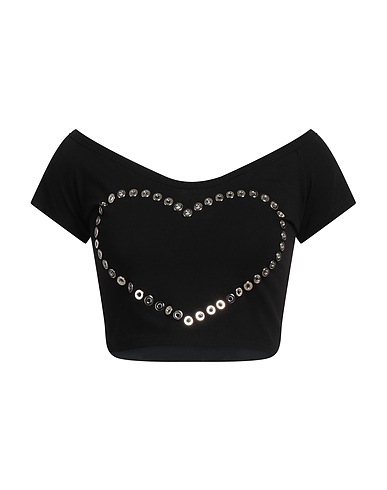 REVISE CONCEPT Crop top Nero 90% Cotone, 10% Elastan