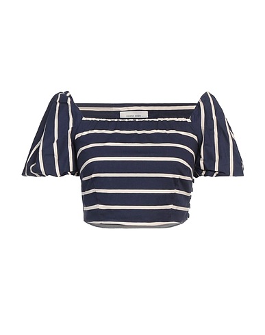 LIVIANA CONTI Off-the-shoulder top Navy blue 68% Cotton, 28% Polyamide, 4% Elastane
