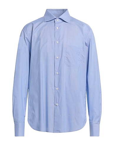 BORSA Solid colour shirt Blue 100% Cotton