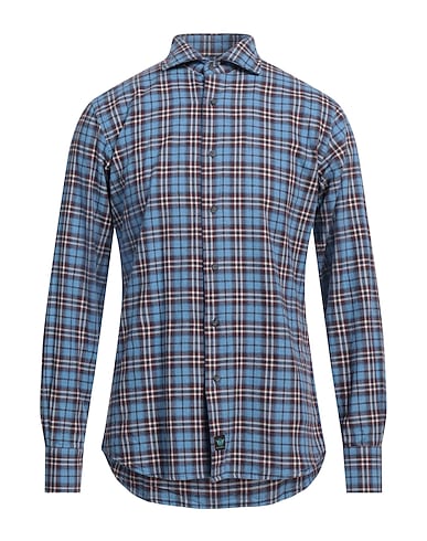 BROUBACK Checked shirt Light blue 100% Cotton