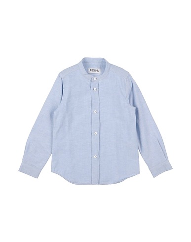DONDUP Solid colour shirt Sky blue 97% Cotton, 3% Elastane