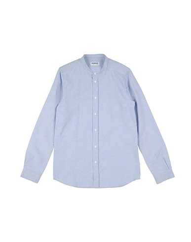 DONDUP Solid colour shirt Sky blue 97% Cotton, 3% Elastane