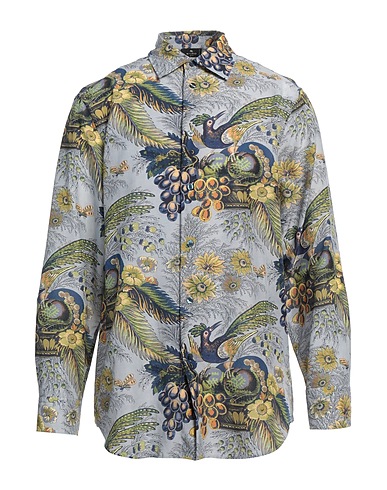 ETRO Patterned shirt Slate blue 65% Cotton, 35% Silk