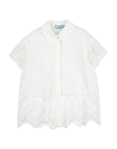 MIMISOL TOPS & TEES White 100% Polyester, Cotton, Silk