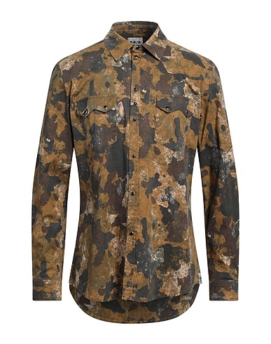 BERNA Patterned shirt Military green 97% Cotton, 3% Elastane