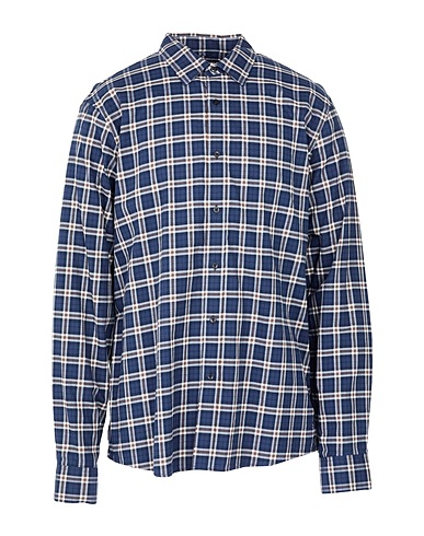 MICHAEL KORS MENS Checked shirt Midnight blue 97% Cotton, 3% Elastane