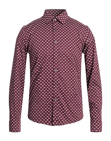 MICHAEL KORS MENS Patterned shirt Burgundy 97% Cotton, 3% Elastane