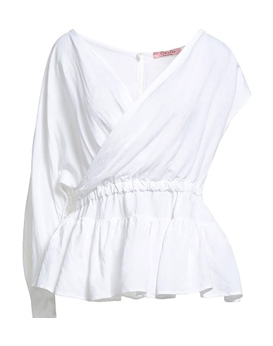 ROSÉ A POIS Top Blanc 60% Viscose, 40% Lin